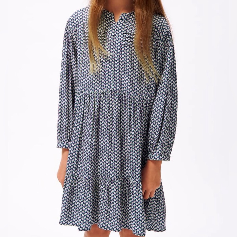 Zara Blue Geometric Kids Dress
